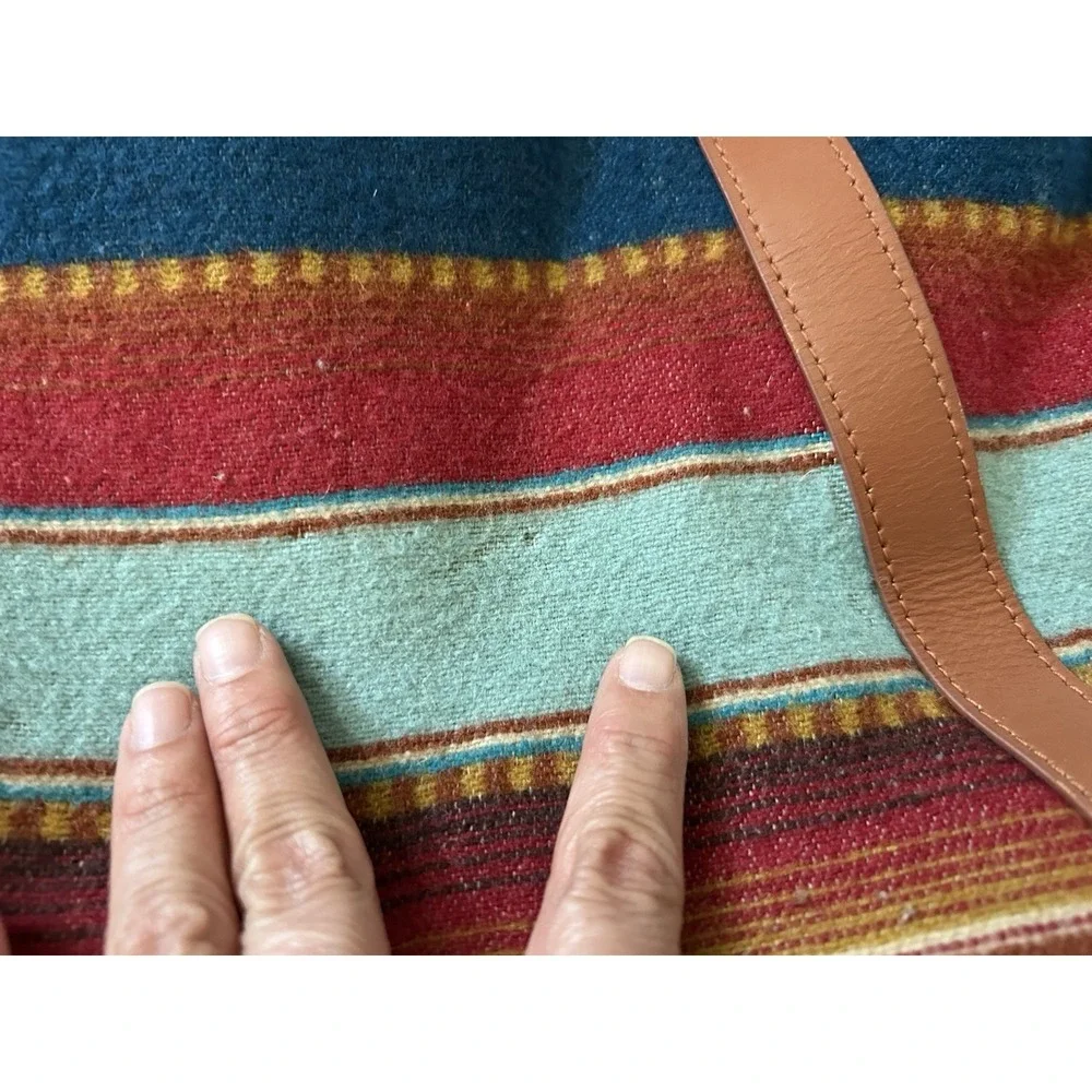 Pendleton Large Tote Bag‎ Southwest Design Wool Leather As Is Damage